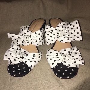 Black and white polka dot sandals